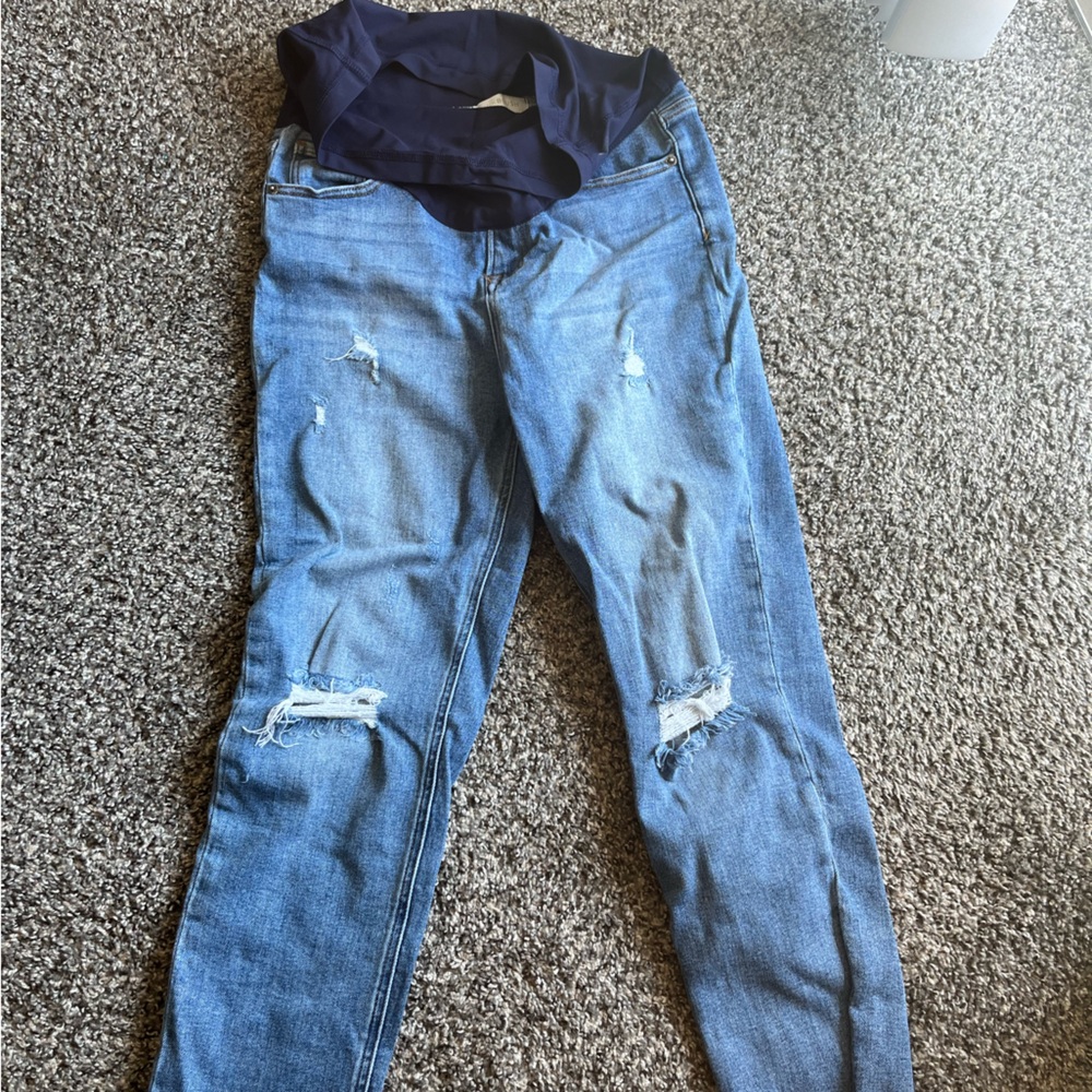Pink blush maternity mom jeans